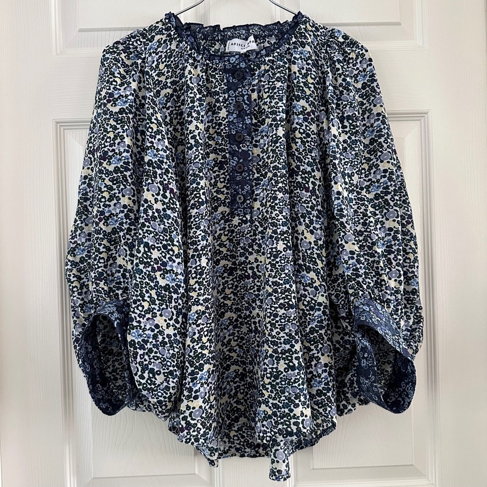 Apiece Apart Everlasting Blouse in Floral Navy - Picture 2 of 13